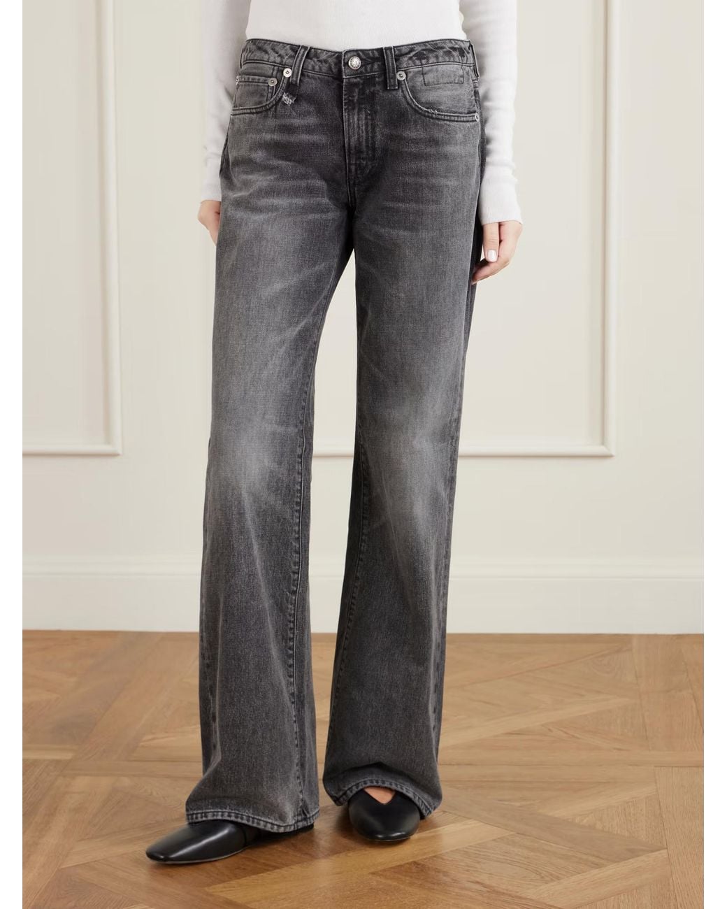 R13 Gray Effie Faded-Effect Jeans