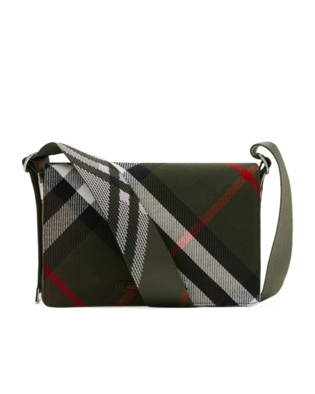 Burberry Black Trench Checked Foldover-Top Messenger Bag for men