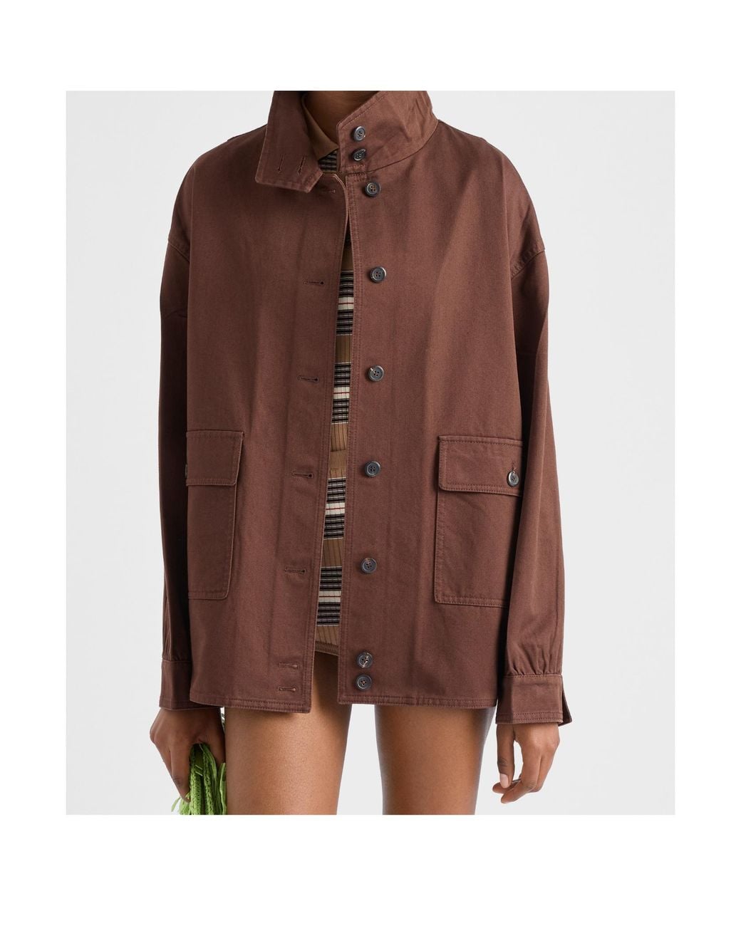 Prada Brown Long-Sleeved Button-Up Jacket