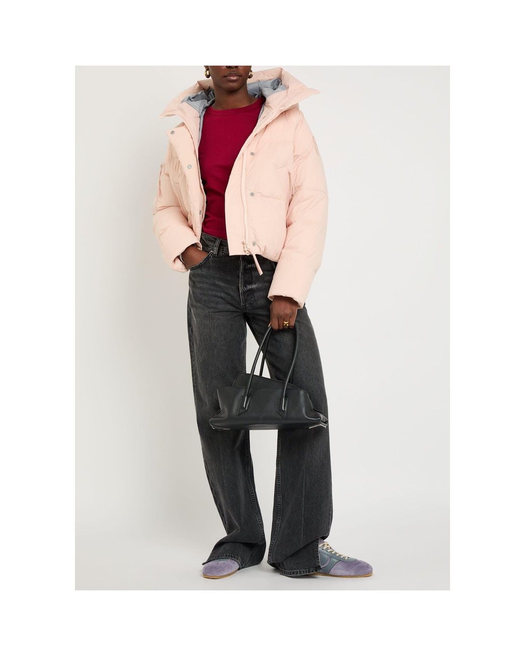 Canada Goose Pink Short Hooded Down Jacket