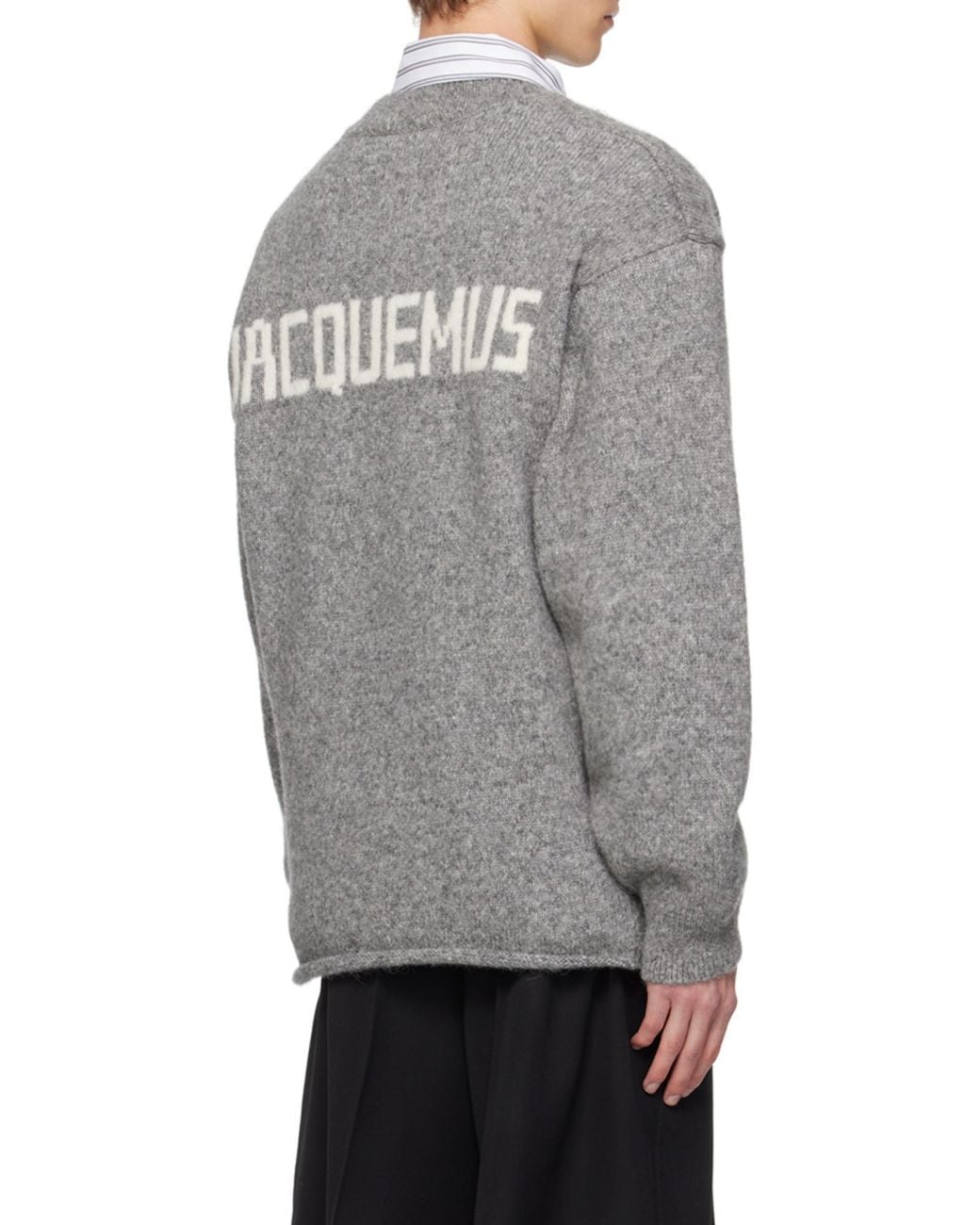 Jacquemus Gray Logo Detailed Knitted Jumper for men