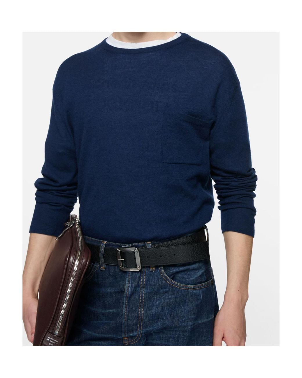 Acne Blue Cashmere Knit Sweater for men