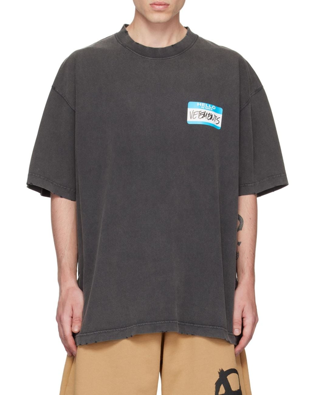 Vetements Gray My Name Is Cotton T-Shirt for men