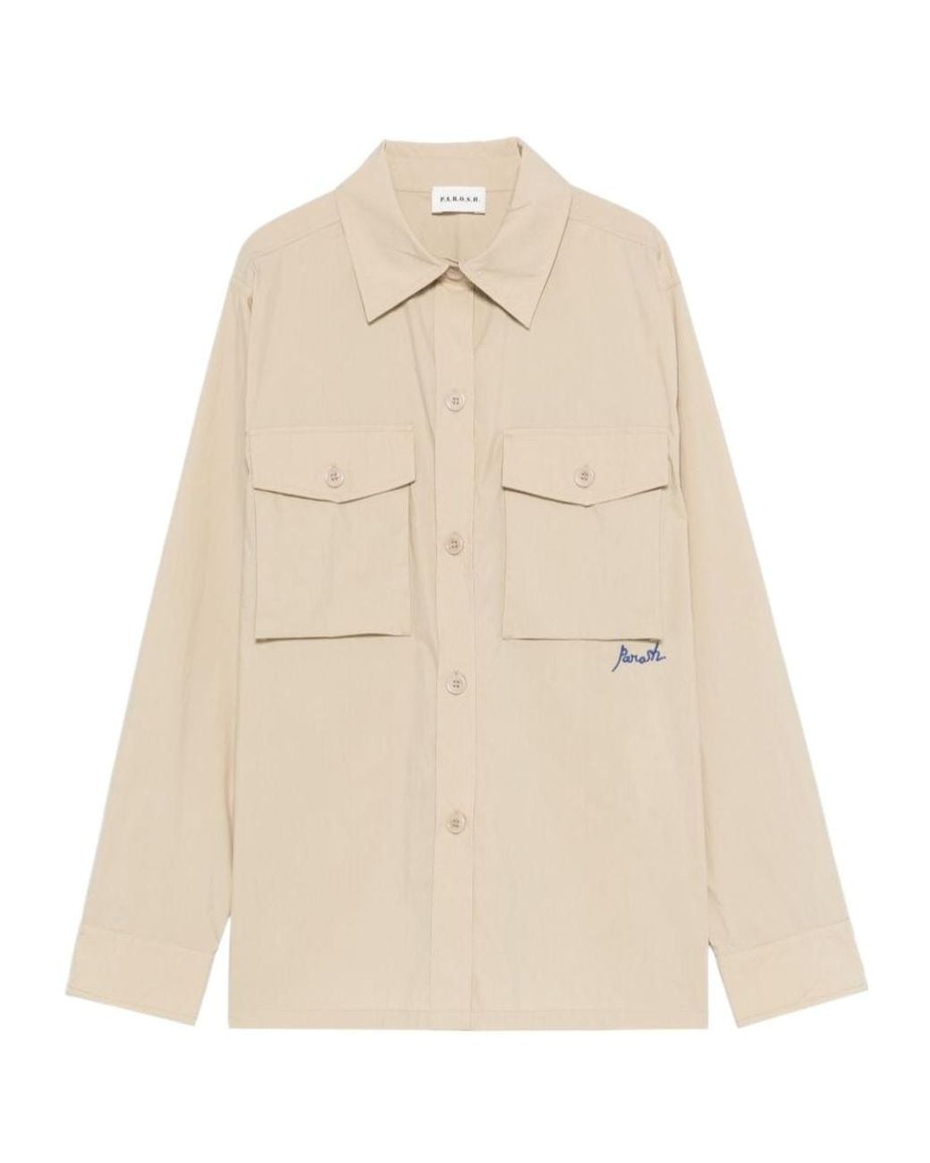 P.A.R.O.S.H. Natural Long-Sleeve Button-Up Shirt