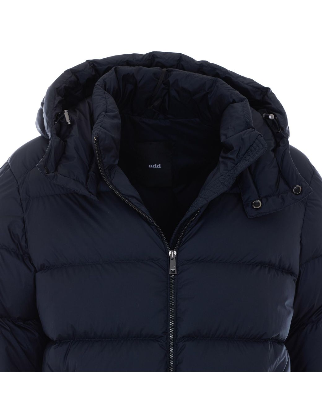 Add Blue Hooded Zip-Up Down Jacket for men