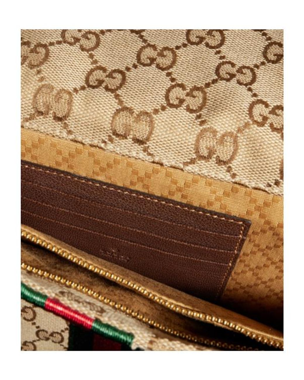 Gucci Natural Medium Gg Supreme Web-Stripe Clutch Bag