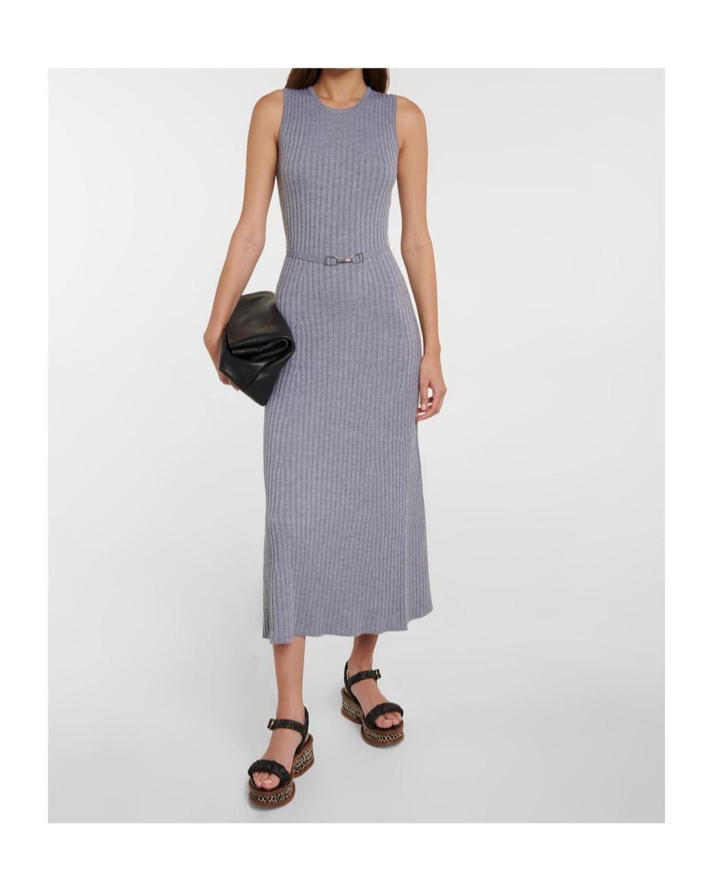 Gabriela Hearst Purple Meier Ribbed Knit Midi Dress