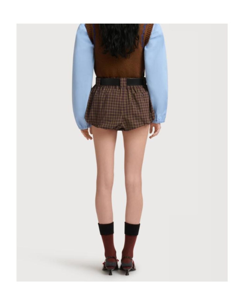 Marni Brown Checked Bubble Shorts