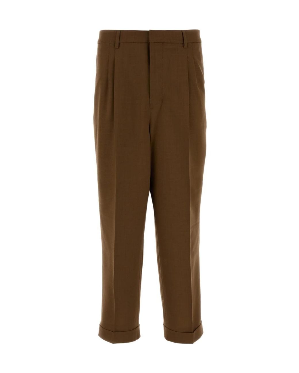 AMI Brown テーラードキャロットフィットトラウザーズ for men