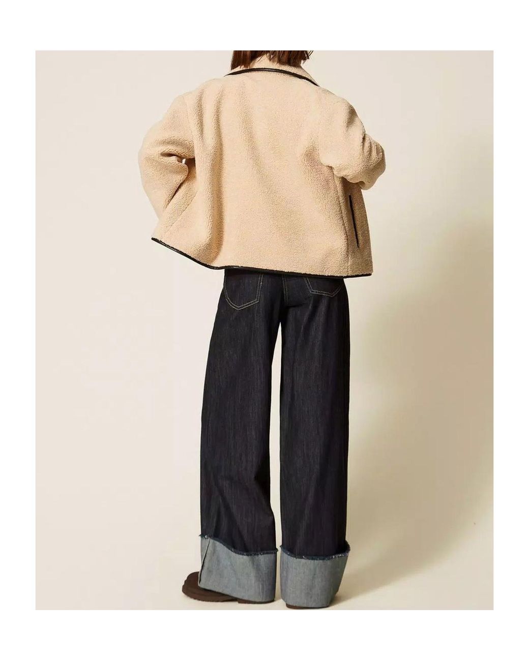 Twinset Blue Flared Jeans With Folded Hem