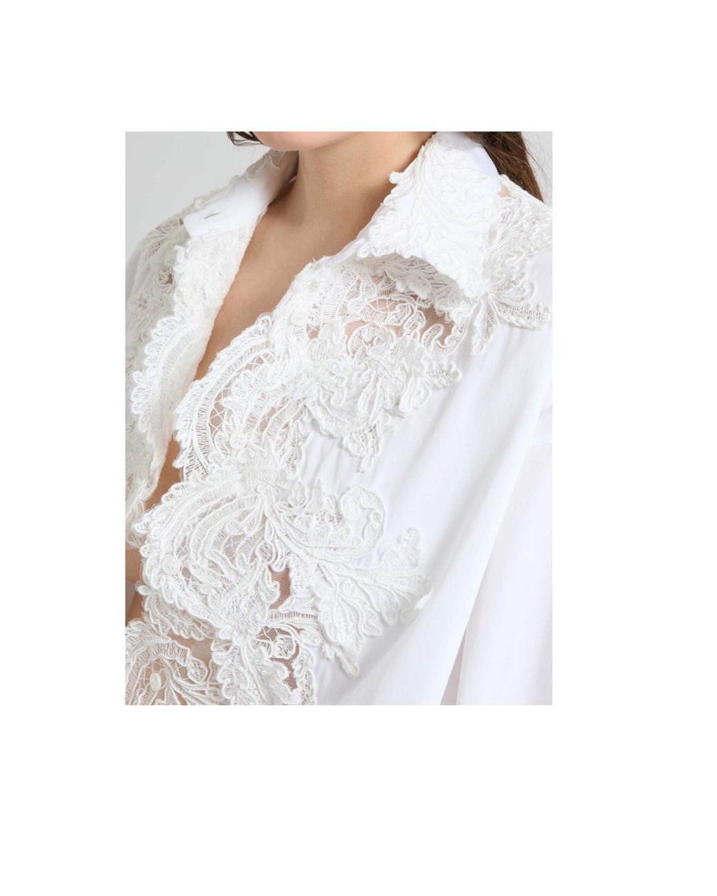 Ermanno Scervino White Floral Lace Shirt