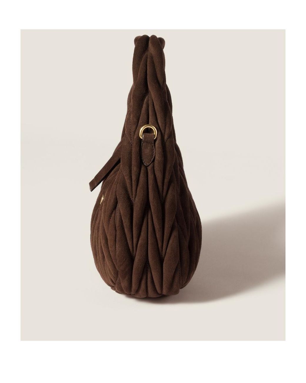 Miu Miu Brown Wander Matelassé Zipped Handbag