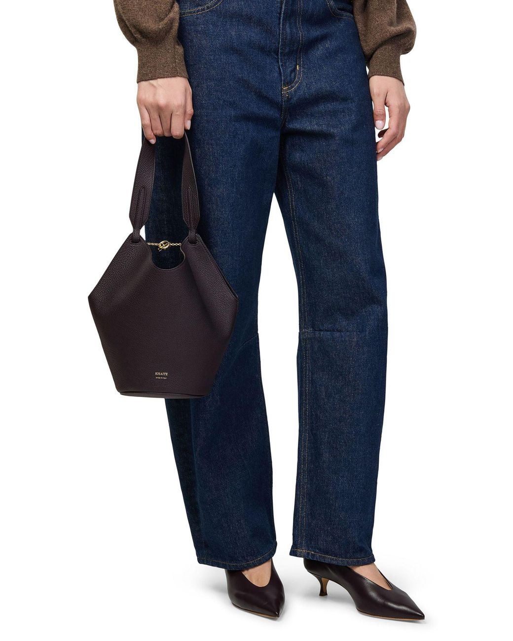 Khaite Black Singleshoulder Shopping Tote Bag