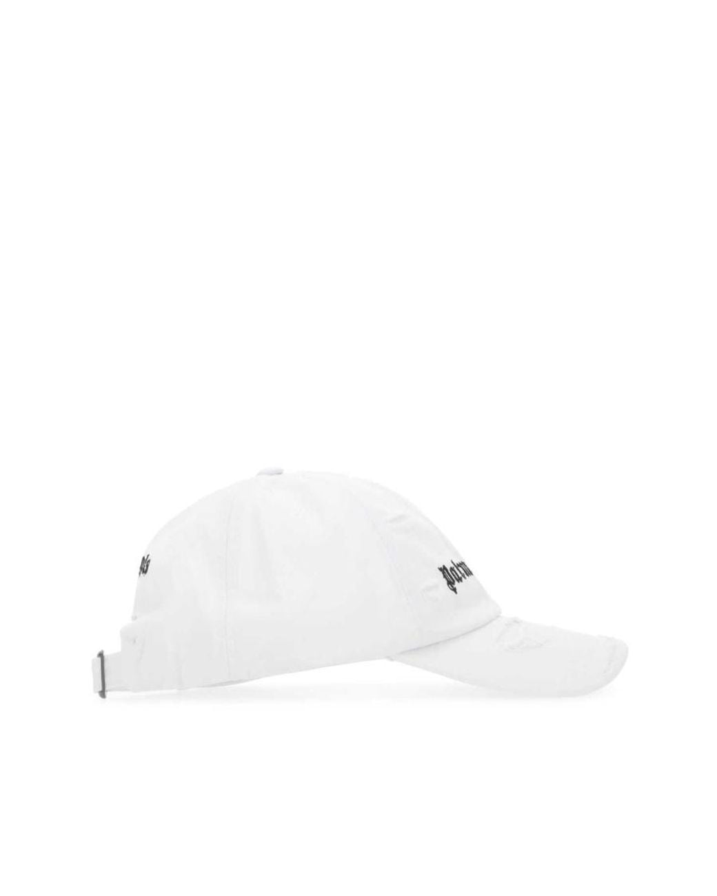 Palm Angels White Logo-Embroidered Distressed-Effect Cap for men