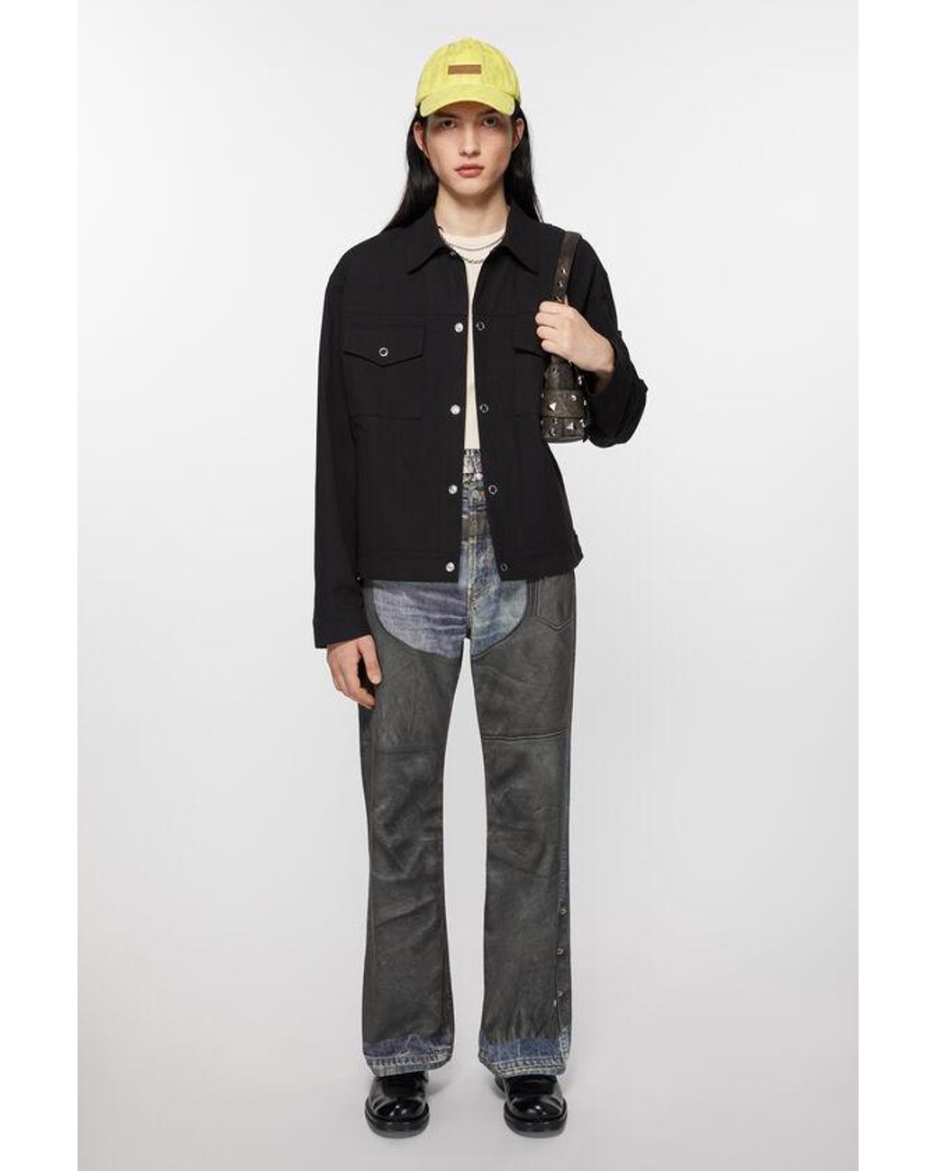 Acne Black Classic-Collar Shirt Jacket for men