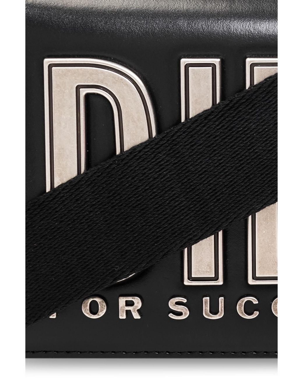 DIESEL Black Logo Lettering Foldover Top Shoulder Bag