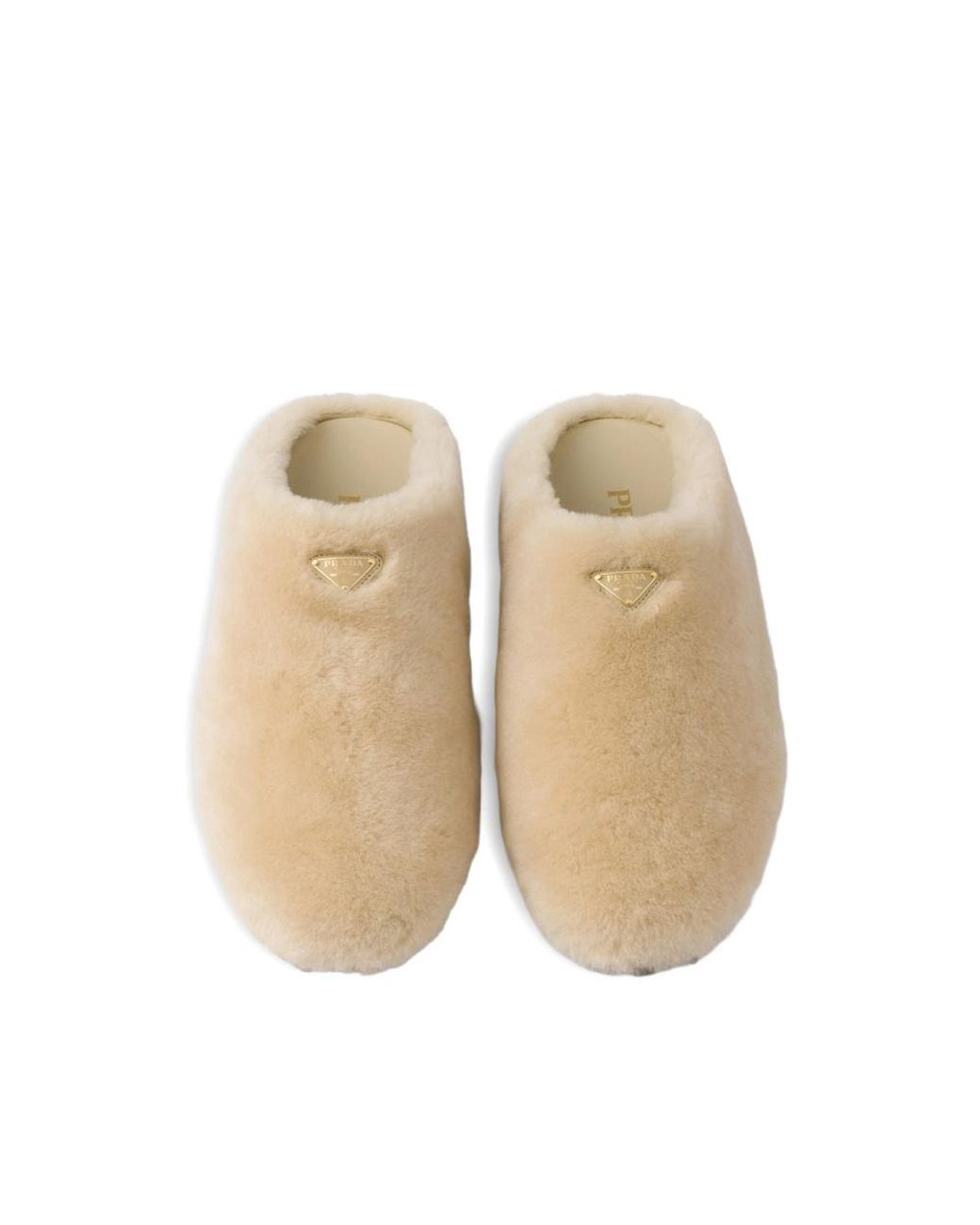 Prada Natural Triangle-Logo Mules