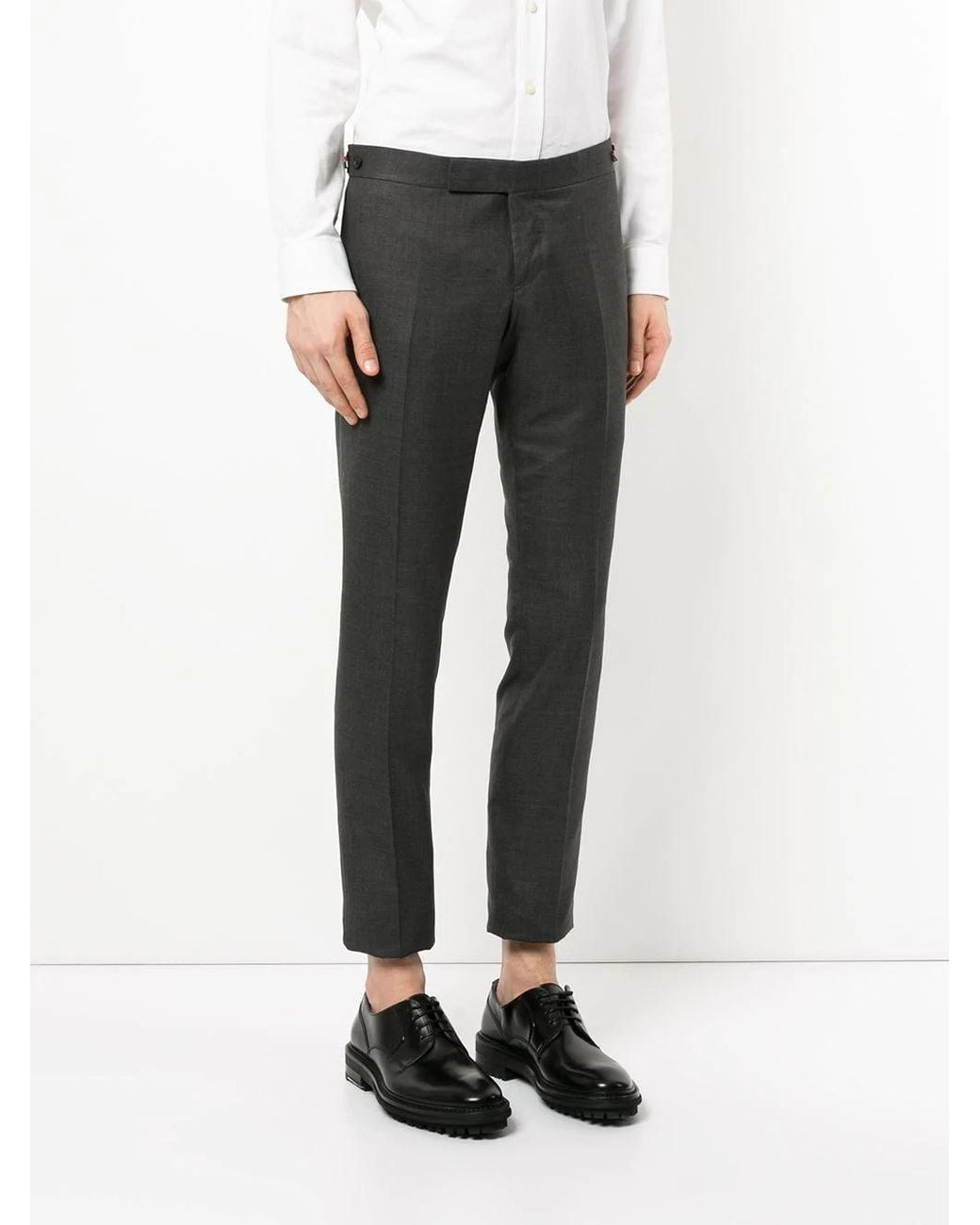 Thom Browne Gray Low Rise Skinny Side Tab Trouser for men