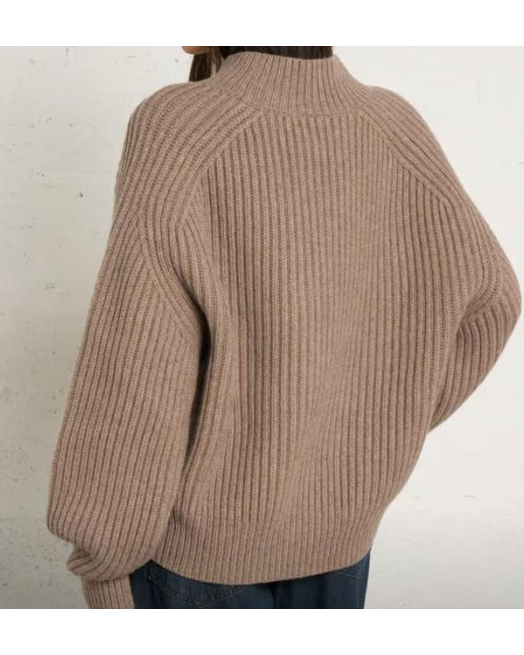 Soeur Brown Half-Turtleneck Ribbed Sweater