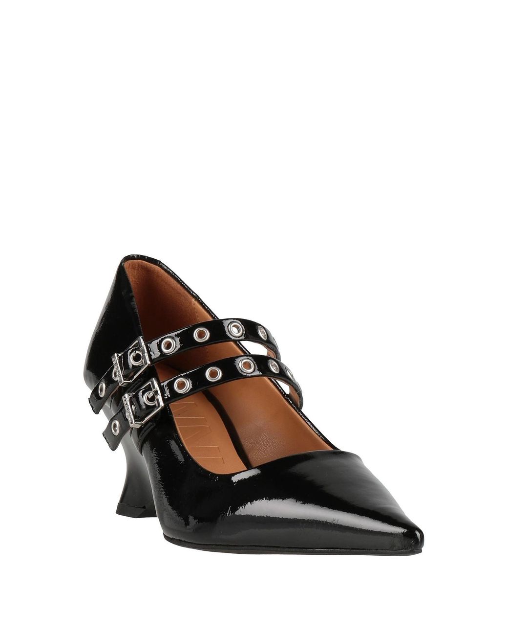 Ganni Black Comfortable Non-Slip Wedge-Heel Mary Janes