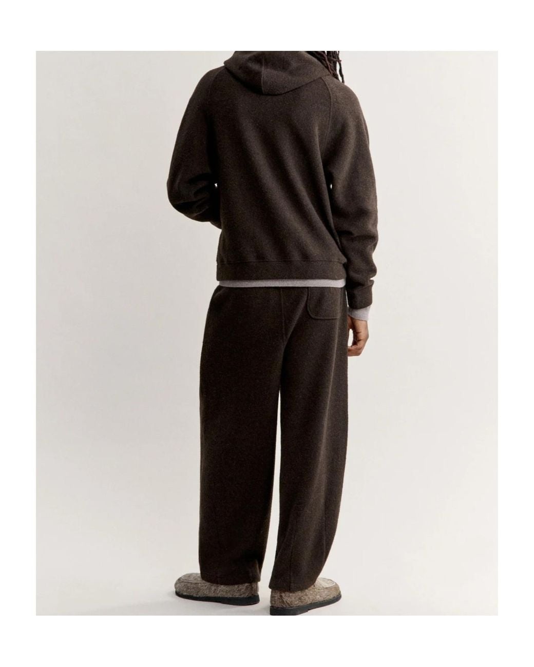 Maison Kitsuné Black Wool Fleece Wide Leg Jog Pants for men