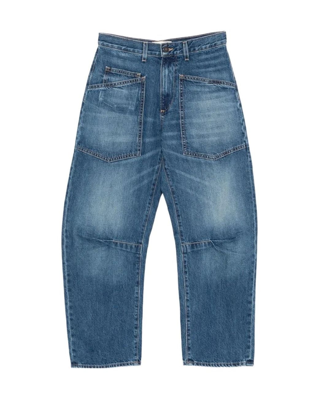 Nili Lotan Blue Shon Patch-Pocket Jeans