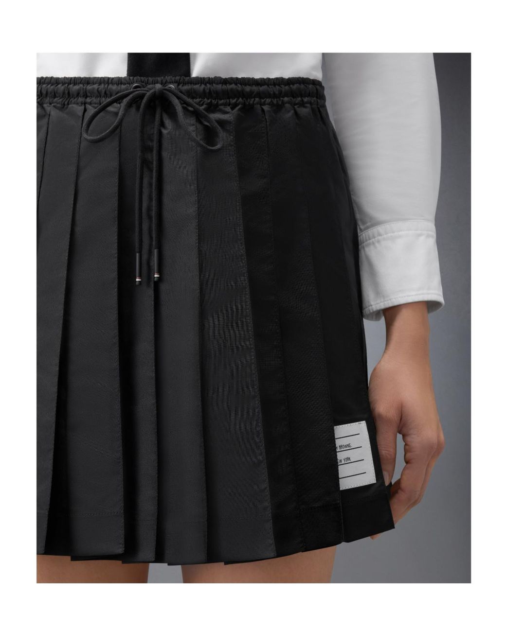 Thom Browne Black Ripstop Pleated Mini Skirt
