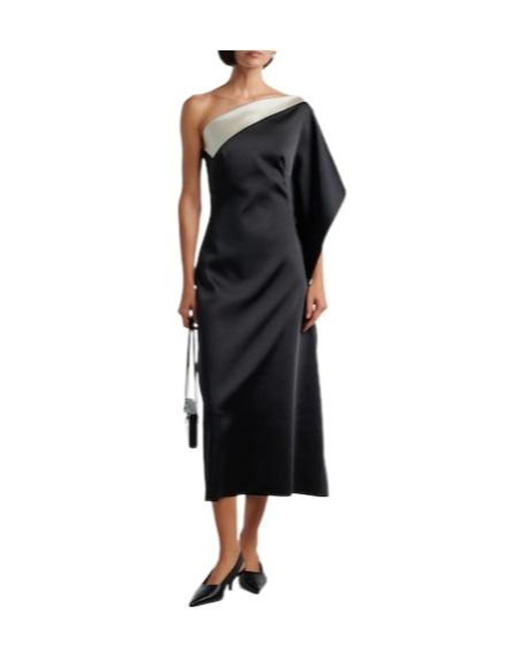 Rohe Black Oneshoulder Satin Dress
