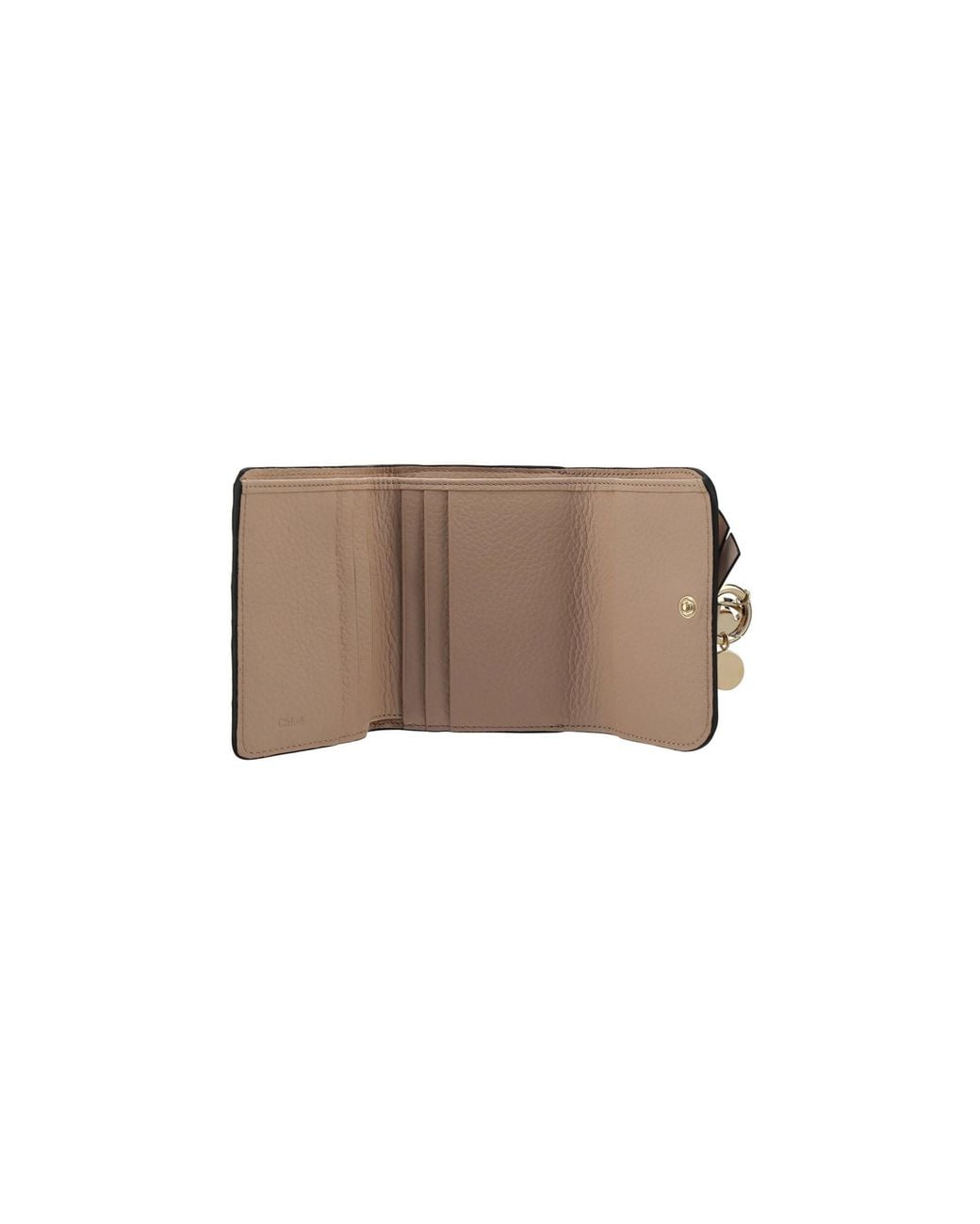 Chloé Natural Chloé Logo Plaque Tri-Fold Wallet