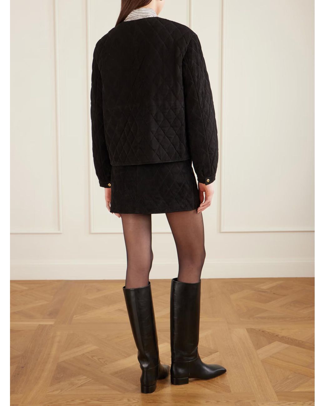 Blazé Milano Black Gliss Quilted Suede Jacket