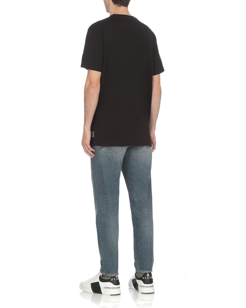 Philipp Plein Black Logo Printed Crewneck T-Shirt for men