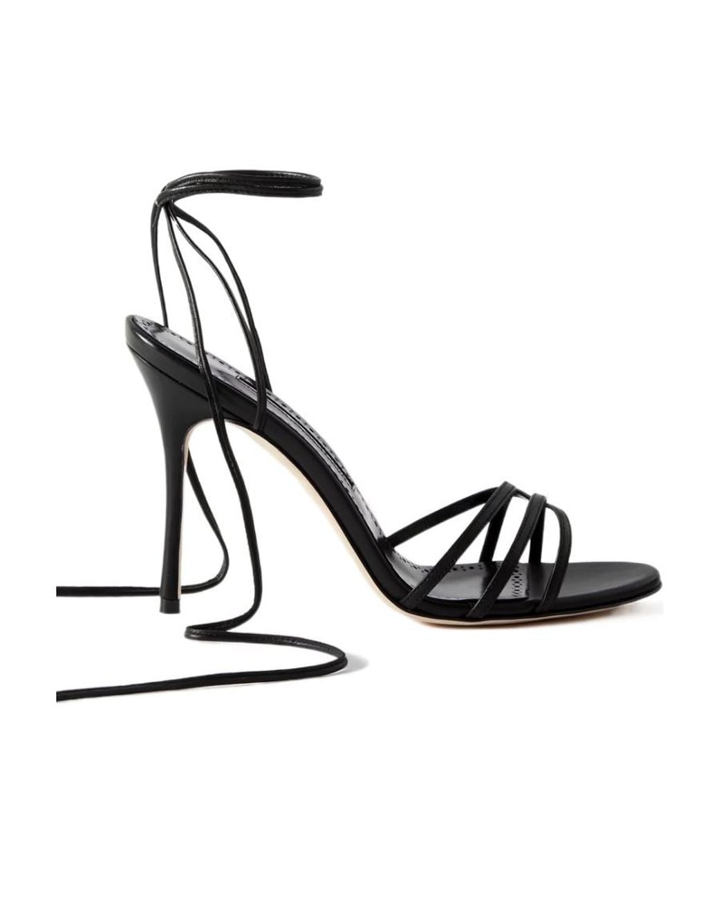 Manolo Blahnik White Leva 105 Lace-Up High Heel Sandals
