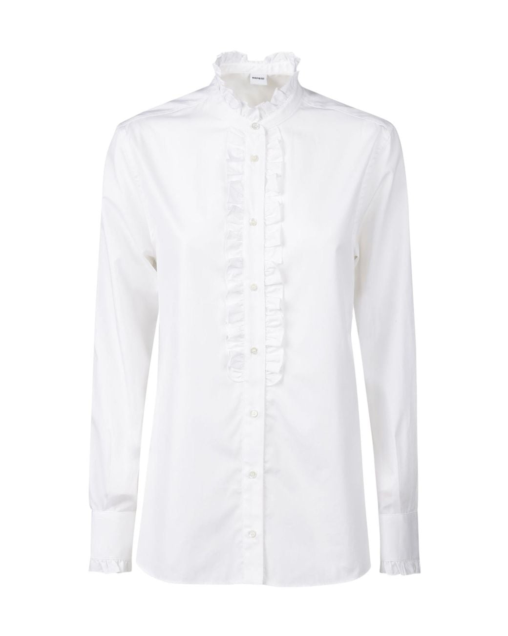 Aspesi White Ruffled Button-Up Shirt