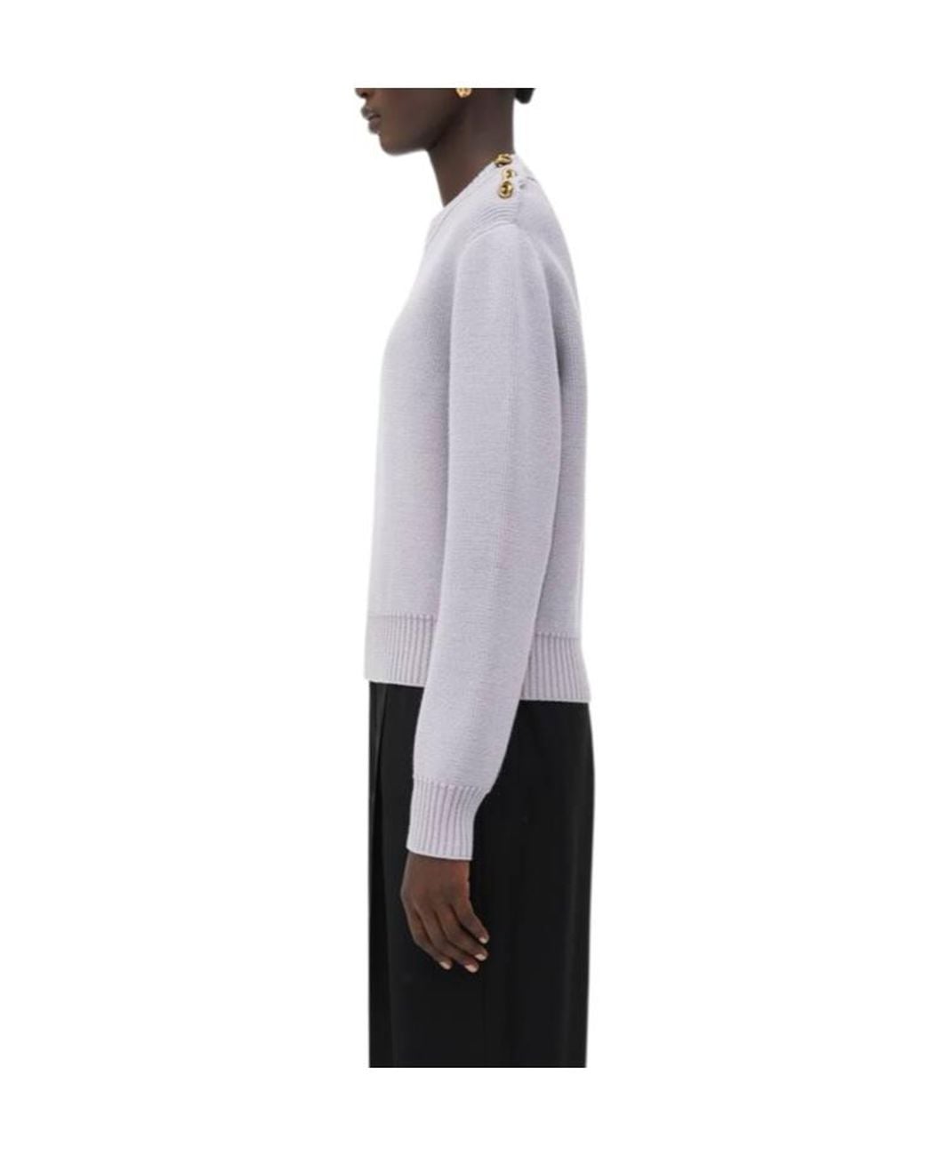 Bottega Veneta Gray Wool Sweater With Metal Knot Buttons