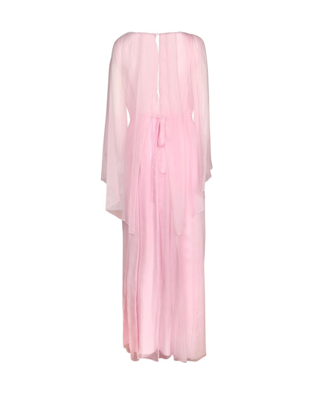 Alberta Ferretti Pink V-Neckline Long Chiffon Dress