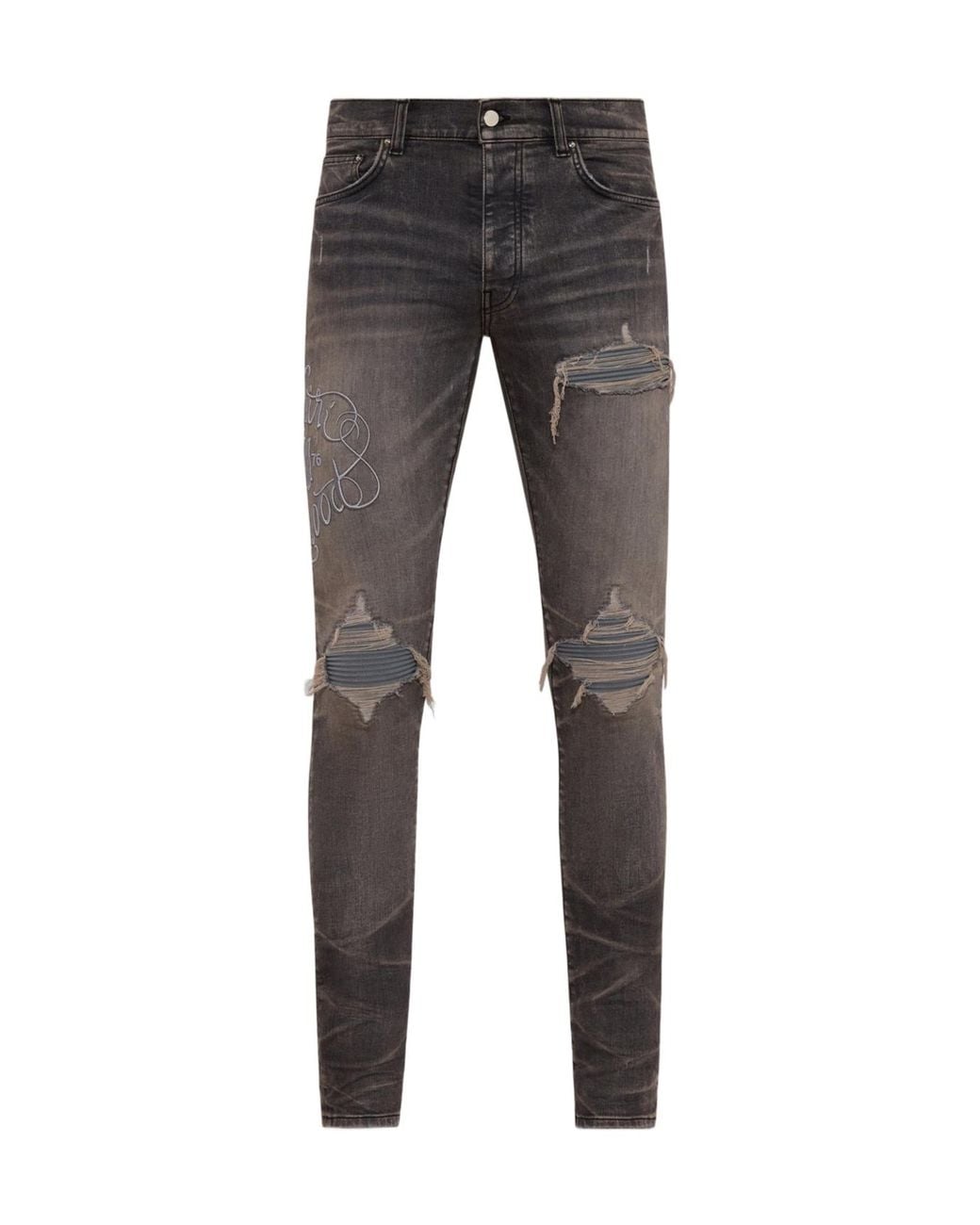 Amiri Gray Hollywood Mx1 Distressed Jeans for men