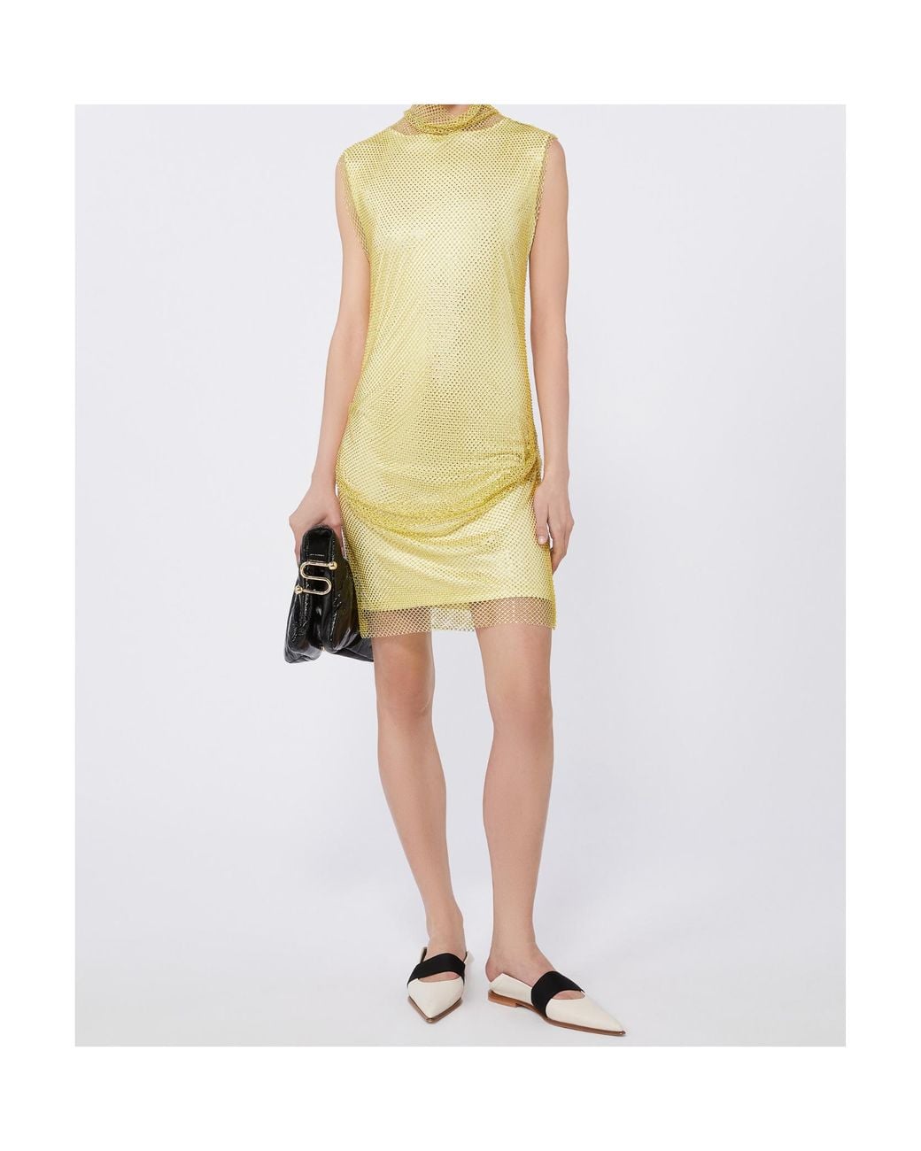 Sportmax Yellow Sleeveless Dress With Rhinestones