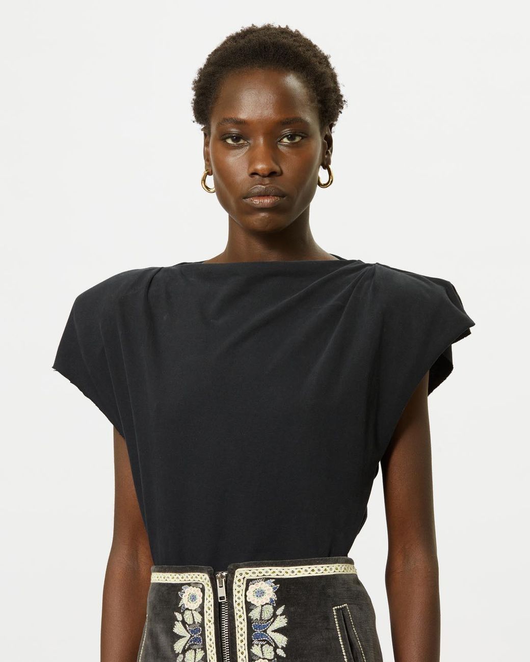 Isabel Marant Black Asymmetric Short-Sleeved T-Shirt