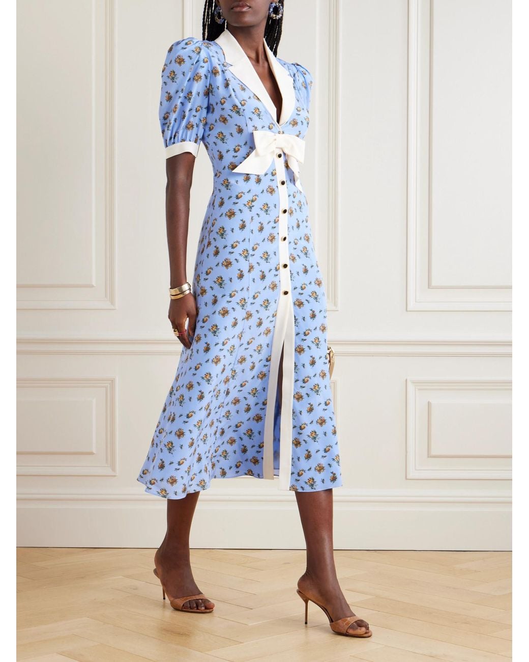 Alessandra Rich Blue Smooth Slip Dress