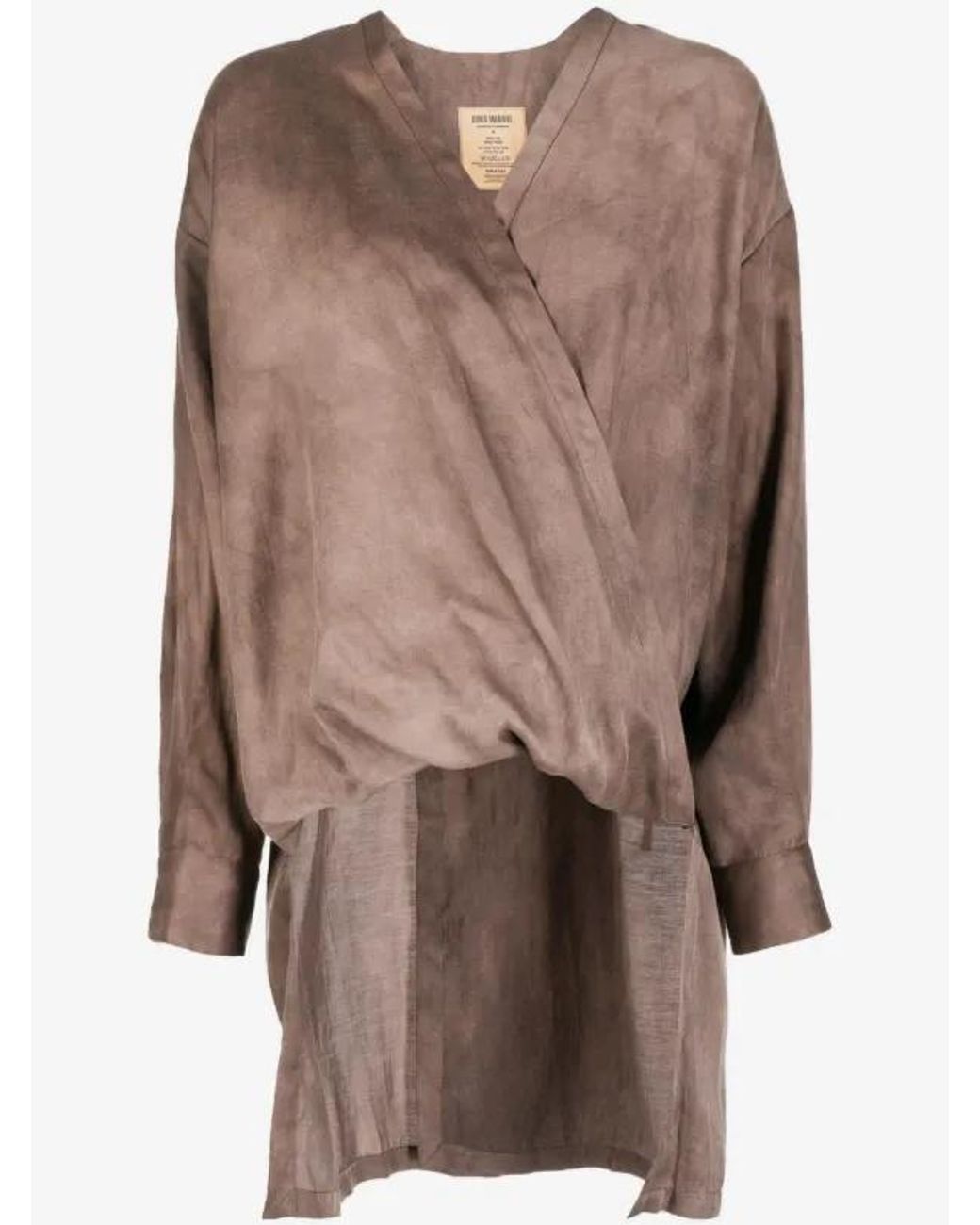 Uma Wang Brown V-Neck Asymmetric Blouse