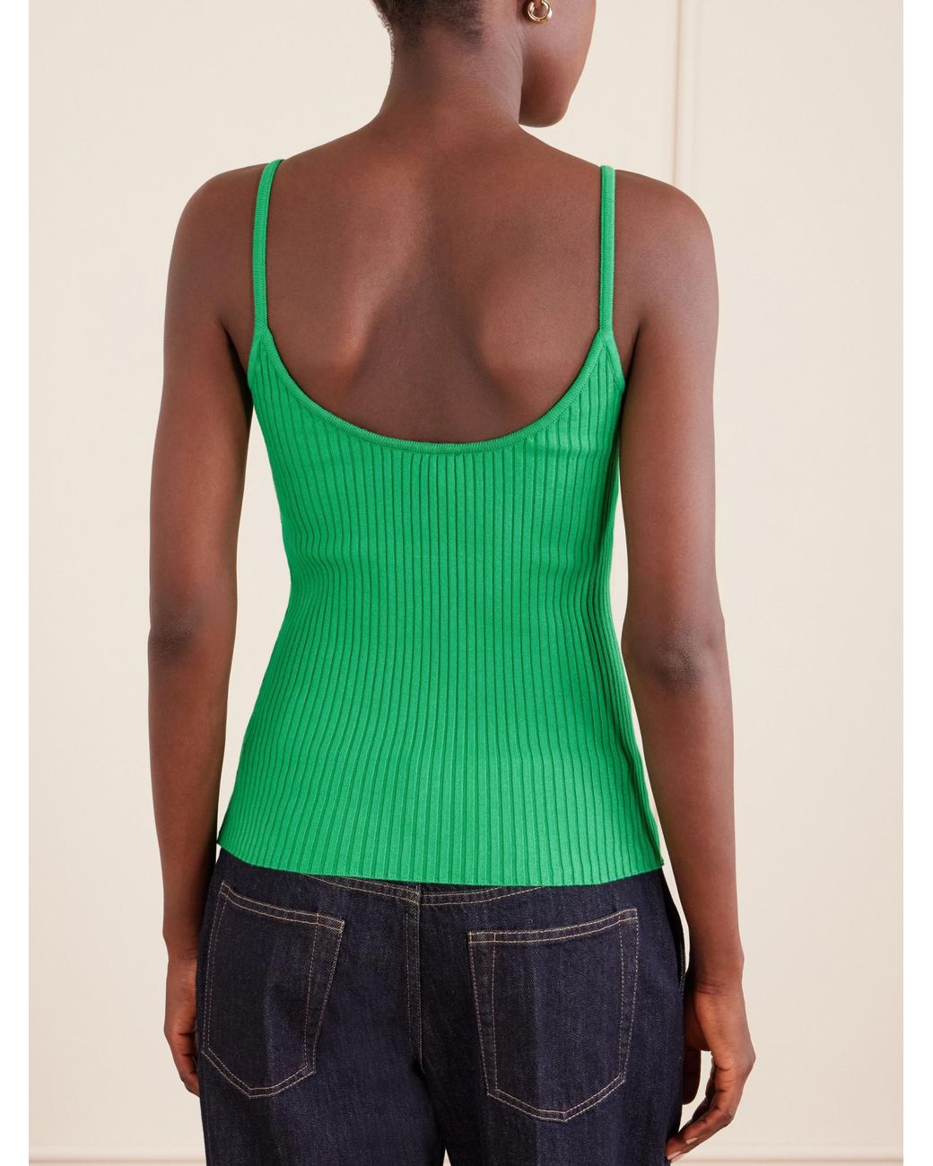 Courreges Green Courrèges Ribbed Logo Knitted Top