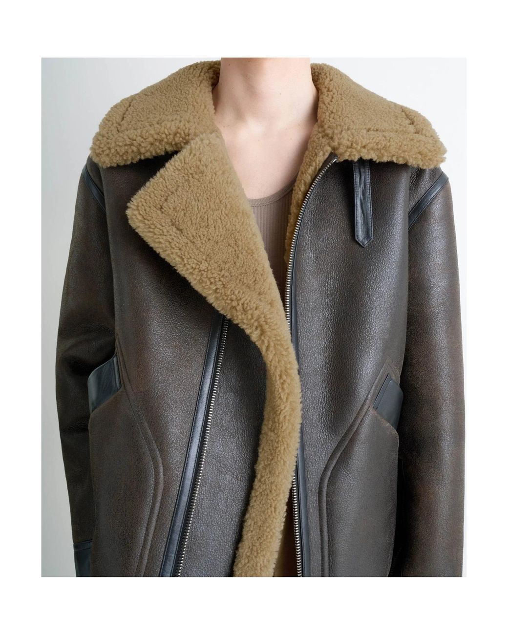 Lemaire Black Shearling-Trim Jacket for men