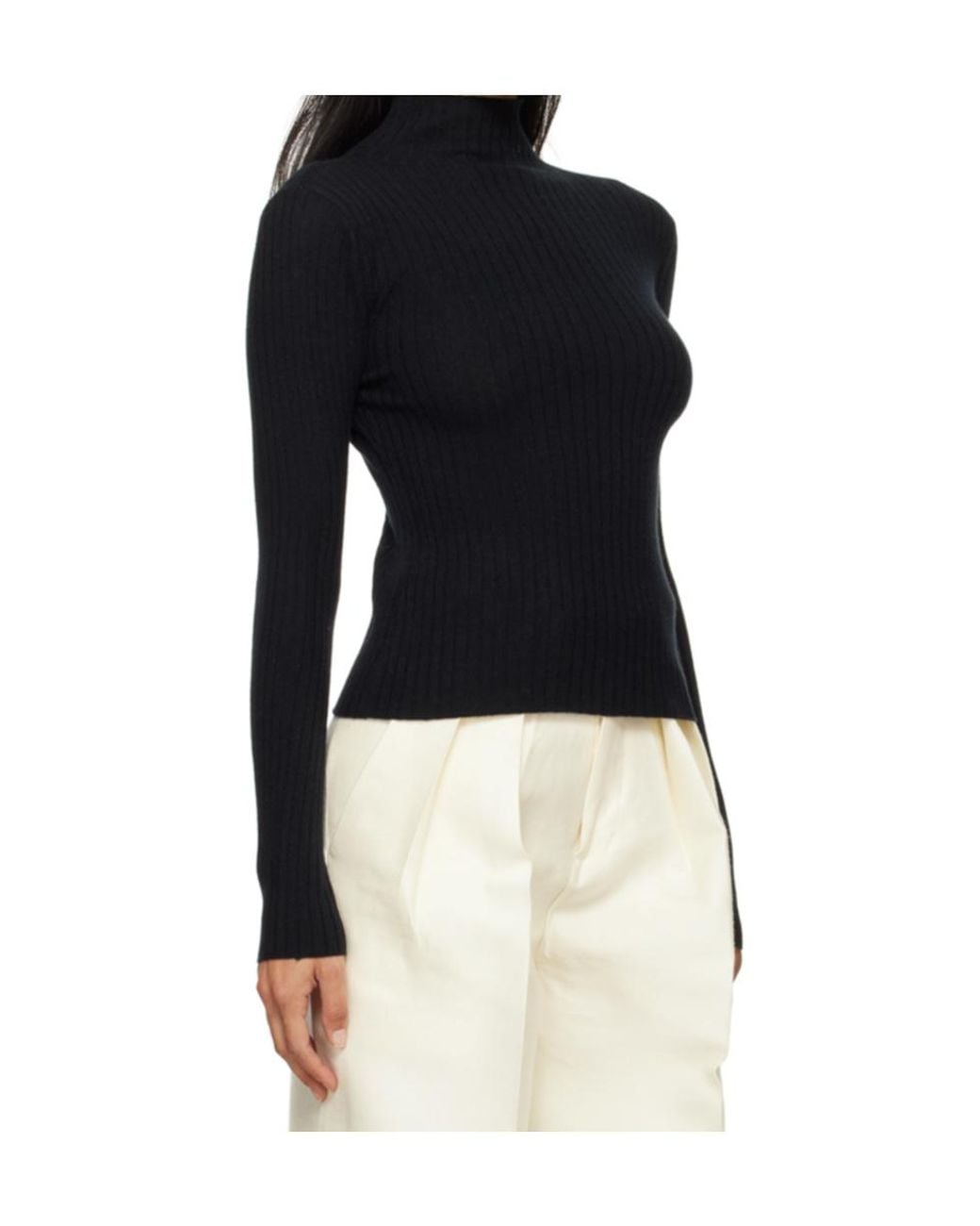 arch4 Black Ribbed Cashmere Sweater