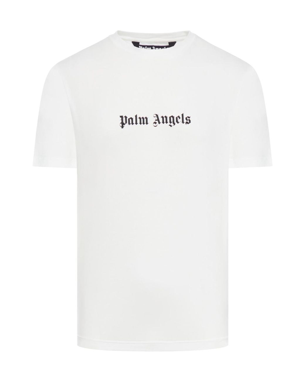 Palm Angels White Logo Printed Crewneck T-Shirt for men