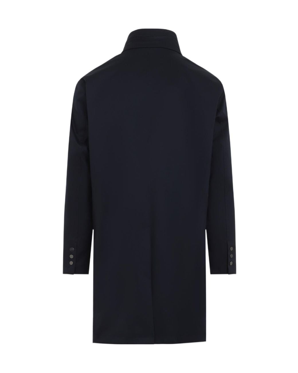 Kiton Blue Stand-Collar Button-Up Coat for men