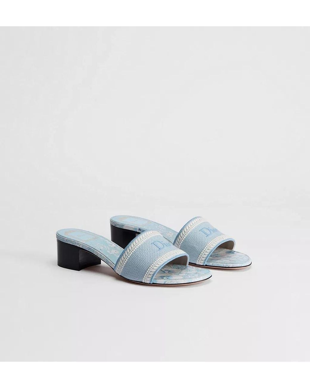 Dior White Iviera Dway Heeled Slide