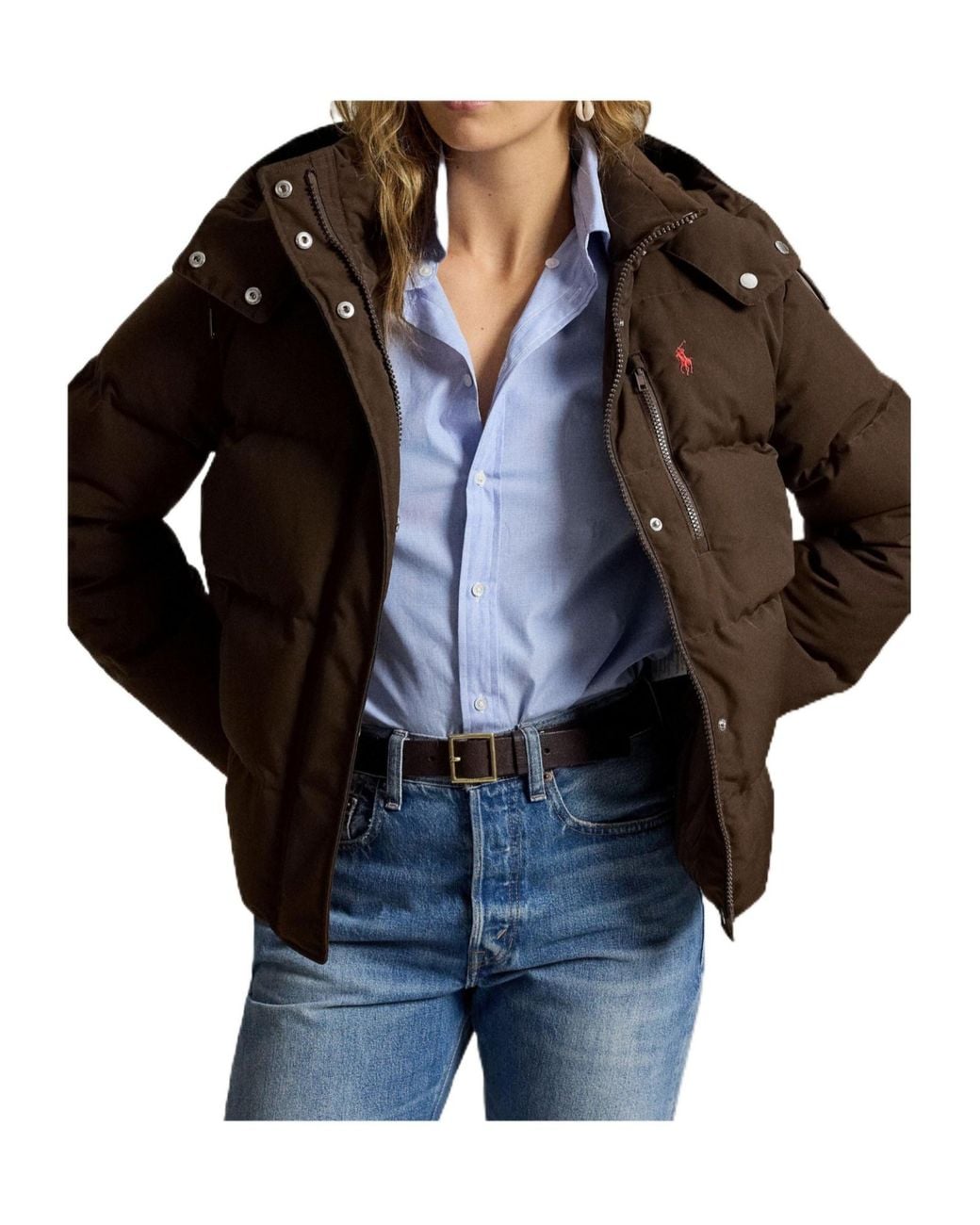 Polo Ralph Lauren Brown Cropped Puffer Jacket
