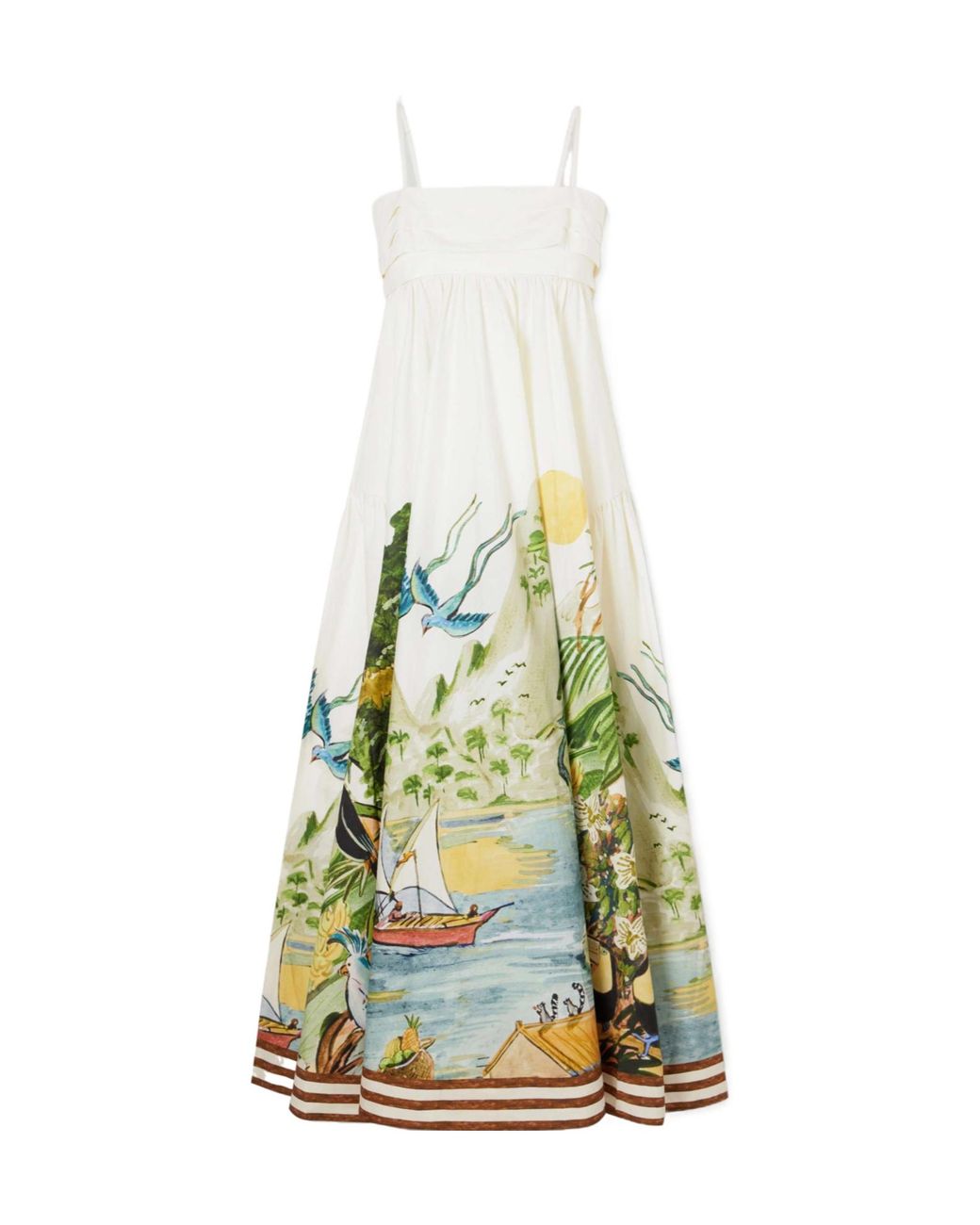 ALÉMAIS White Toucan Tango Midi Dress