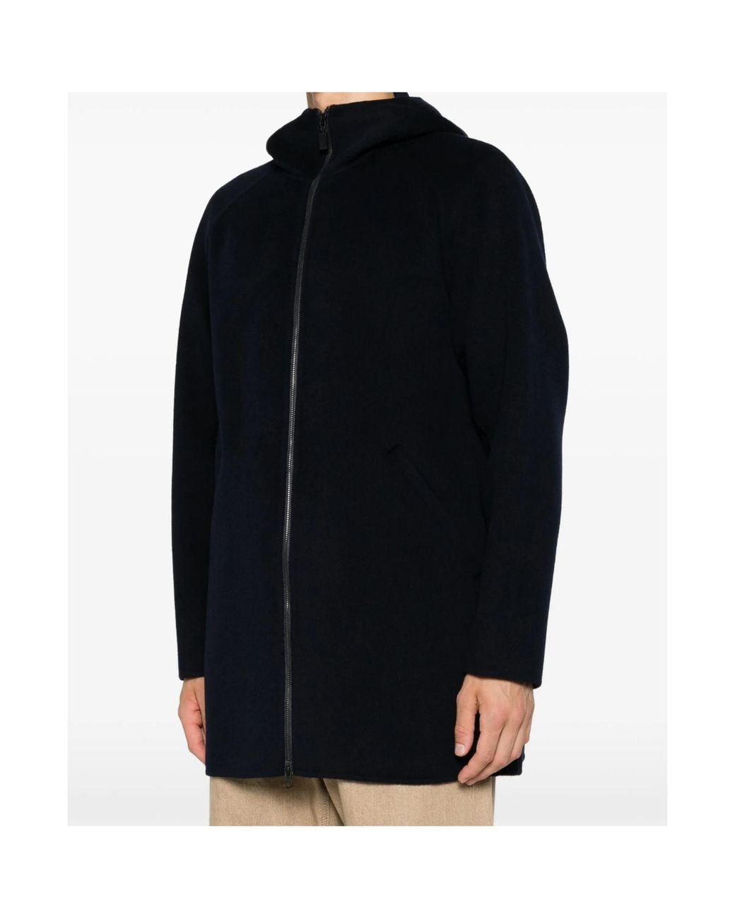 Aspesi Blue Hooded Zip-Up Parka for men