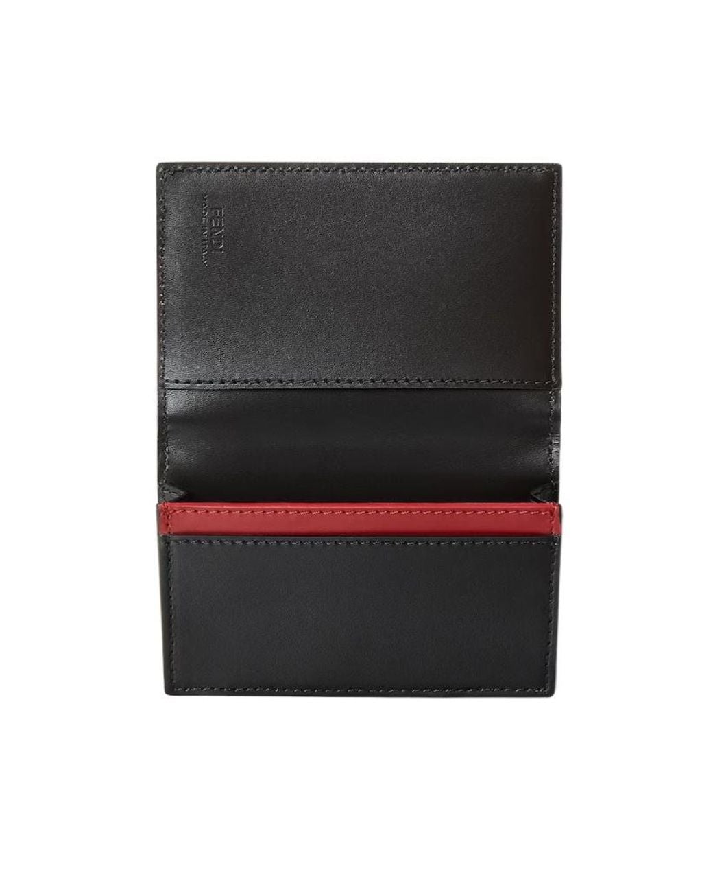 Fendi Black Shadow Logo Plaque Card Holder for men
